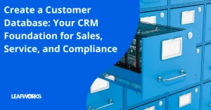Illustration of a structured customer database connected to CRM systems for sales and support.