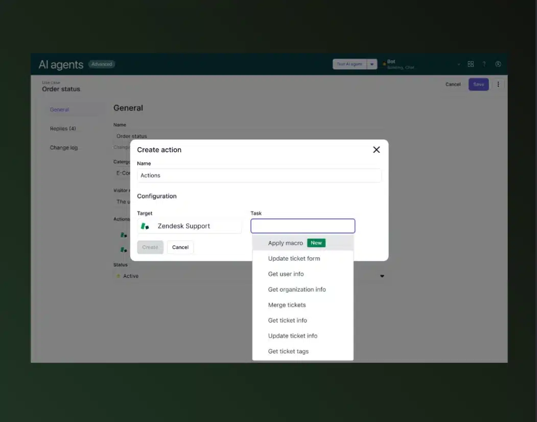 No-Code Action Builder Zendesk