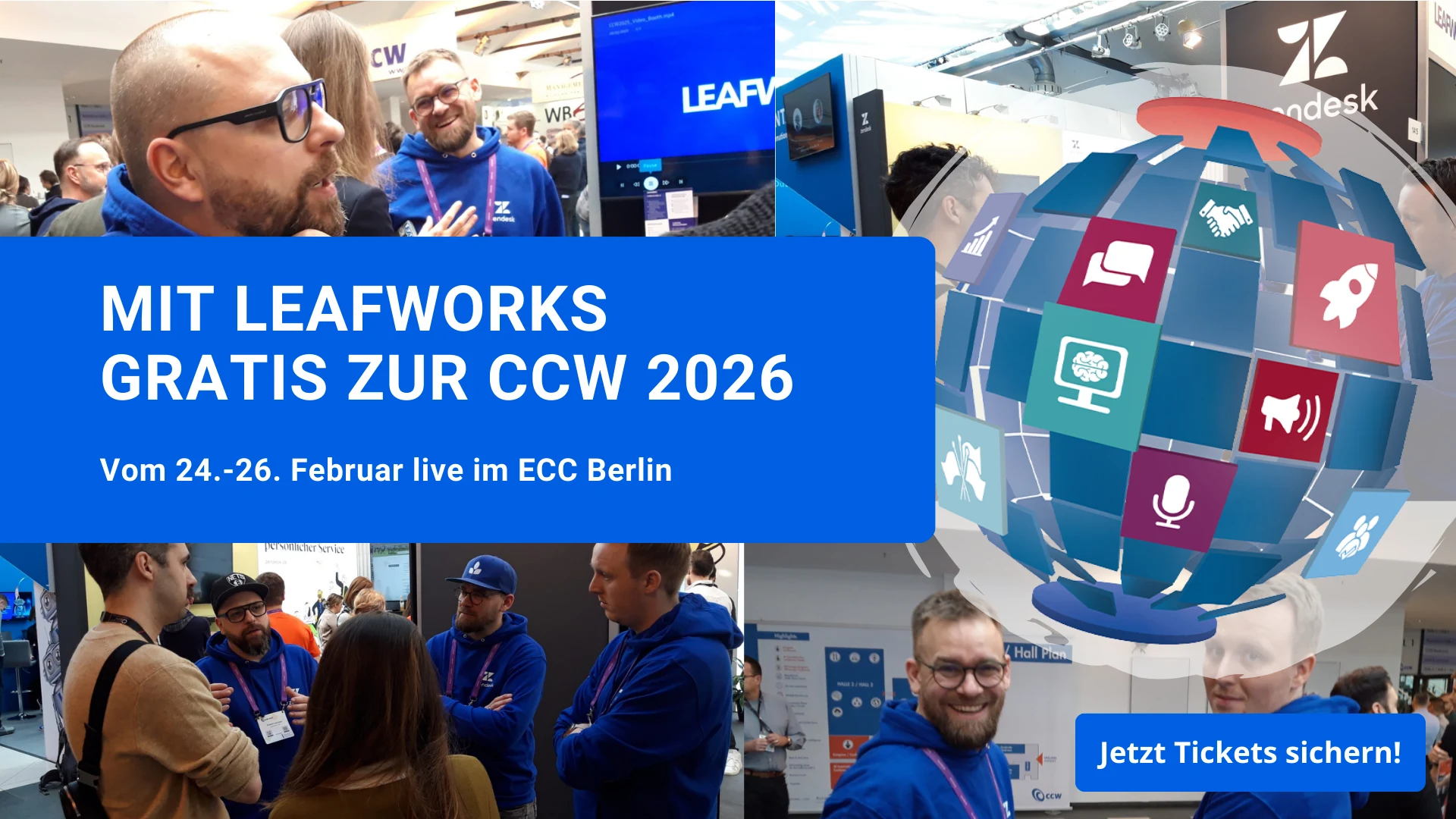 Mit Leafworks gratis zur CCW 2026: Veranstaltungsbanner mit Messefotos und Termin vom 24. bis 26. Februar.